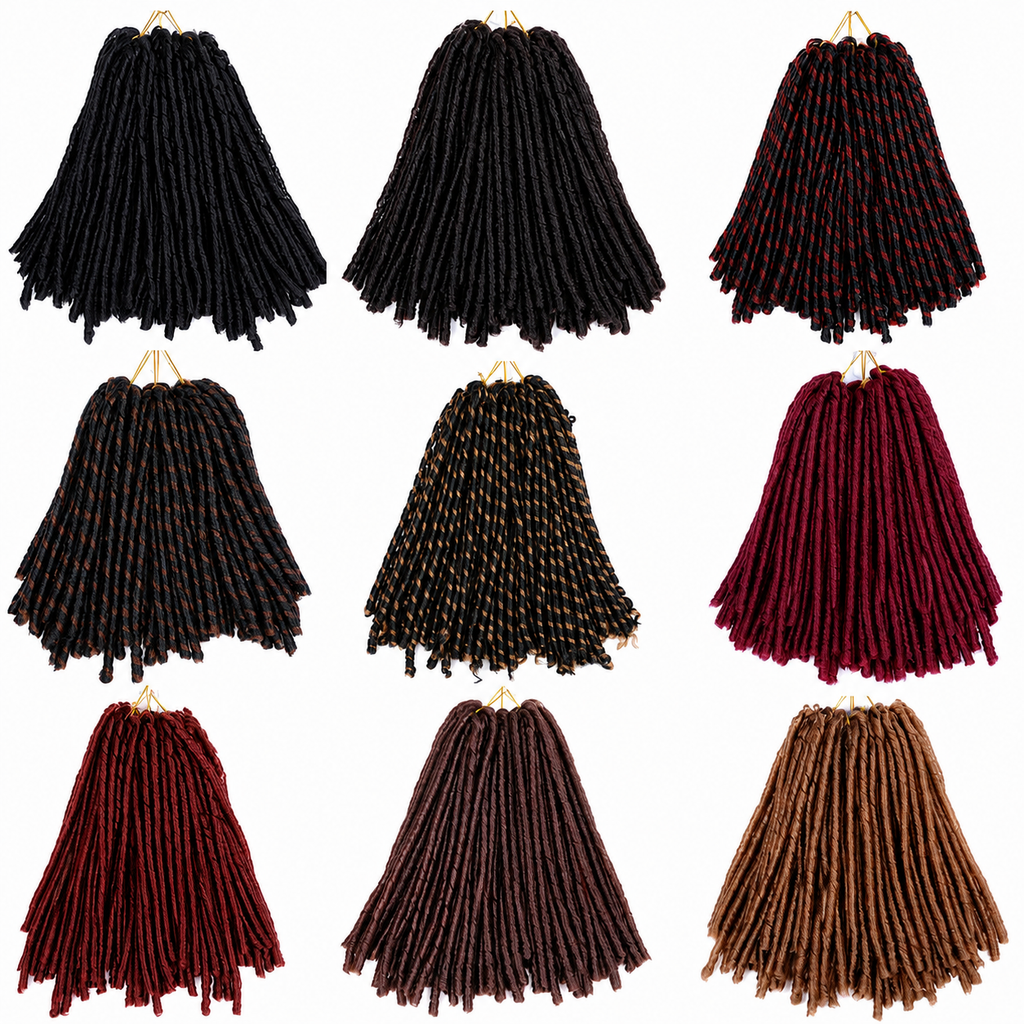 Extensões de Cabelo Sintético Faux Locs 14 Polegadas 70g – Tranças Crochet Soft Dreadlock Afro