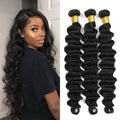 Mechas de Cabelo Humano Loose Deep Wave Brasileiro Remy Virgem — Extensões Duplas Espessas Cor Preto Natural para Mulher