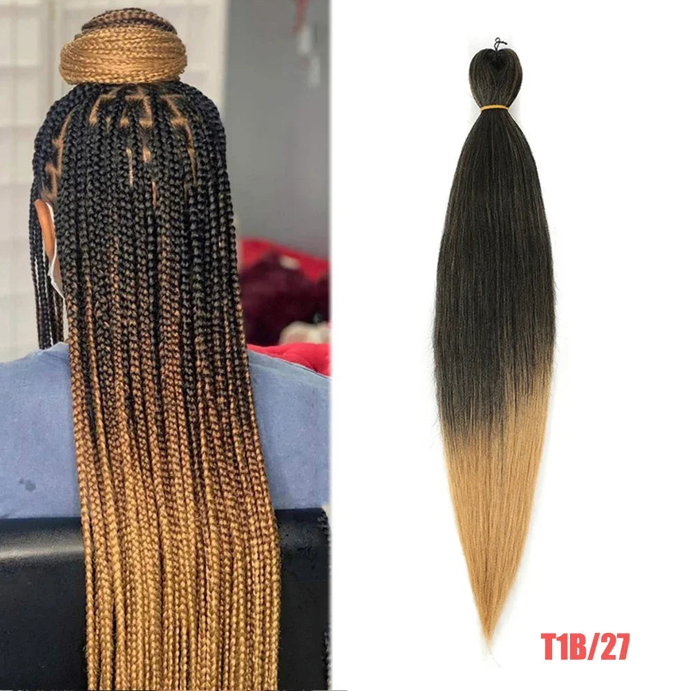 Cabelo para Tranças Ombré Pré-Esticado | Fibra Sintética | 20 e 26 Polegadas | 7 Cores