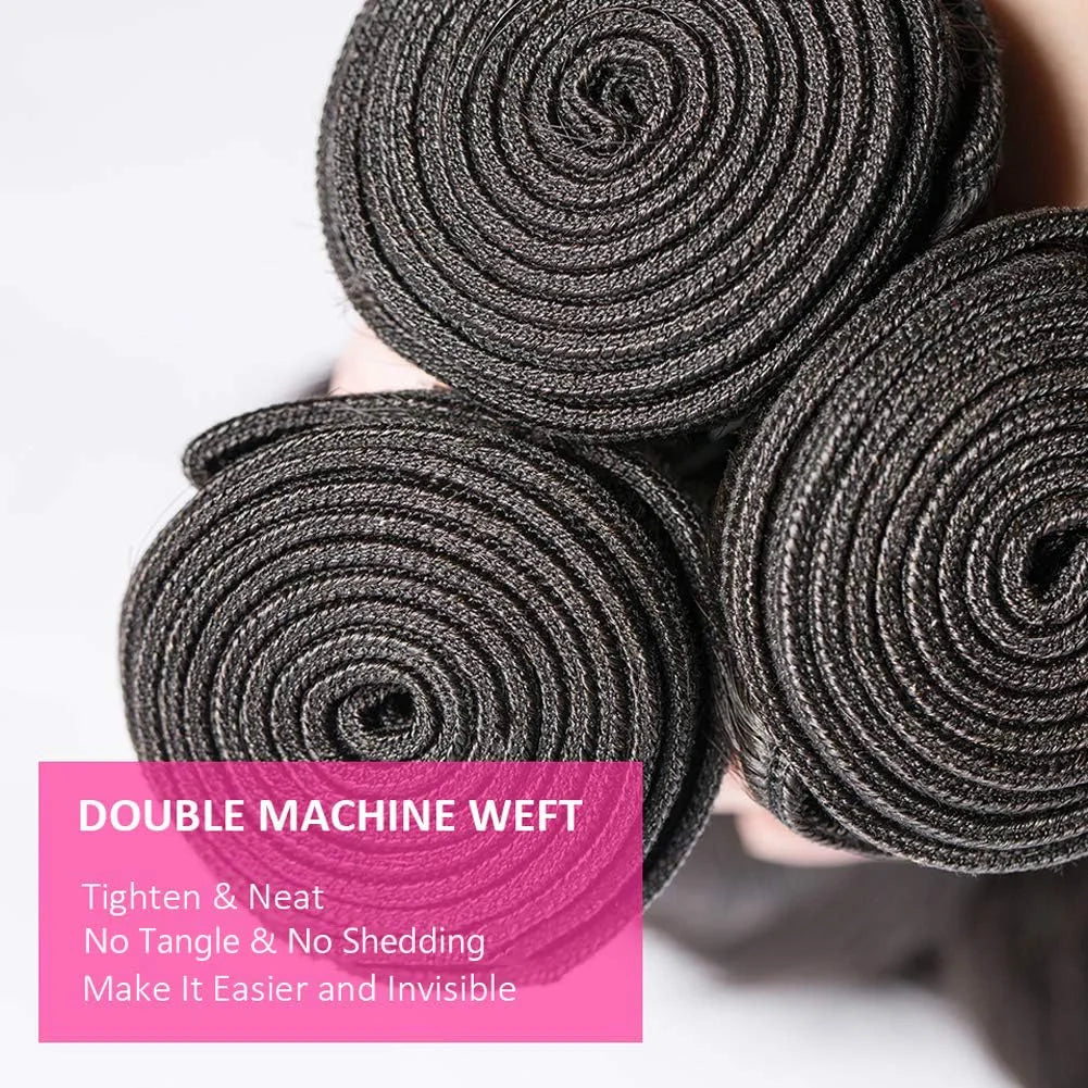 Mechas de Cabelo Humano Loose Deep Wave Brasileiro Remy Virgem — Extensões Duplas Espessas Cor Preto Natural para Mulher