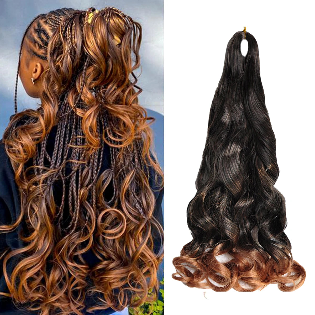 Cabelo Sintético Pré-Esticado French Curly | Tranças Onduladas Leves e Bouncy
